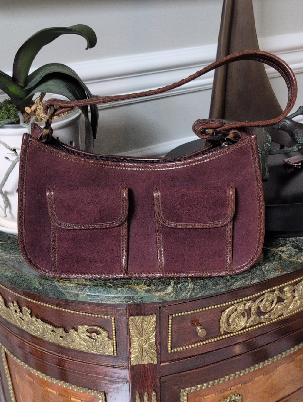Cole Haan Brown Suede And Leather Bag